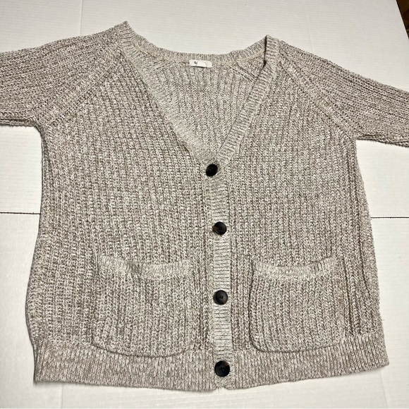 Garage Women's Beige Knit Cardigan Sweater - Picture 1 of 8